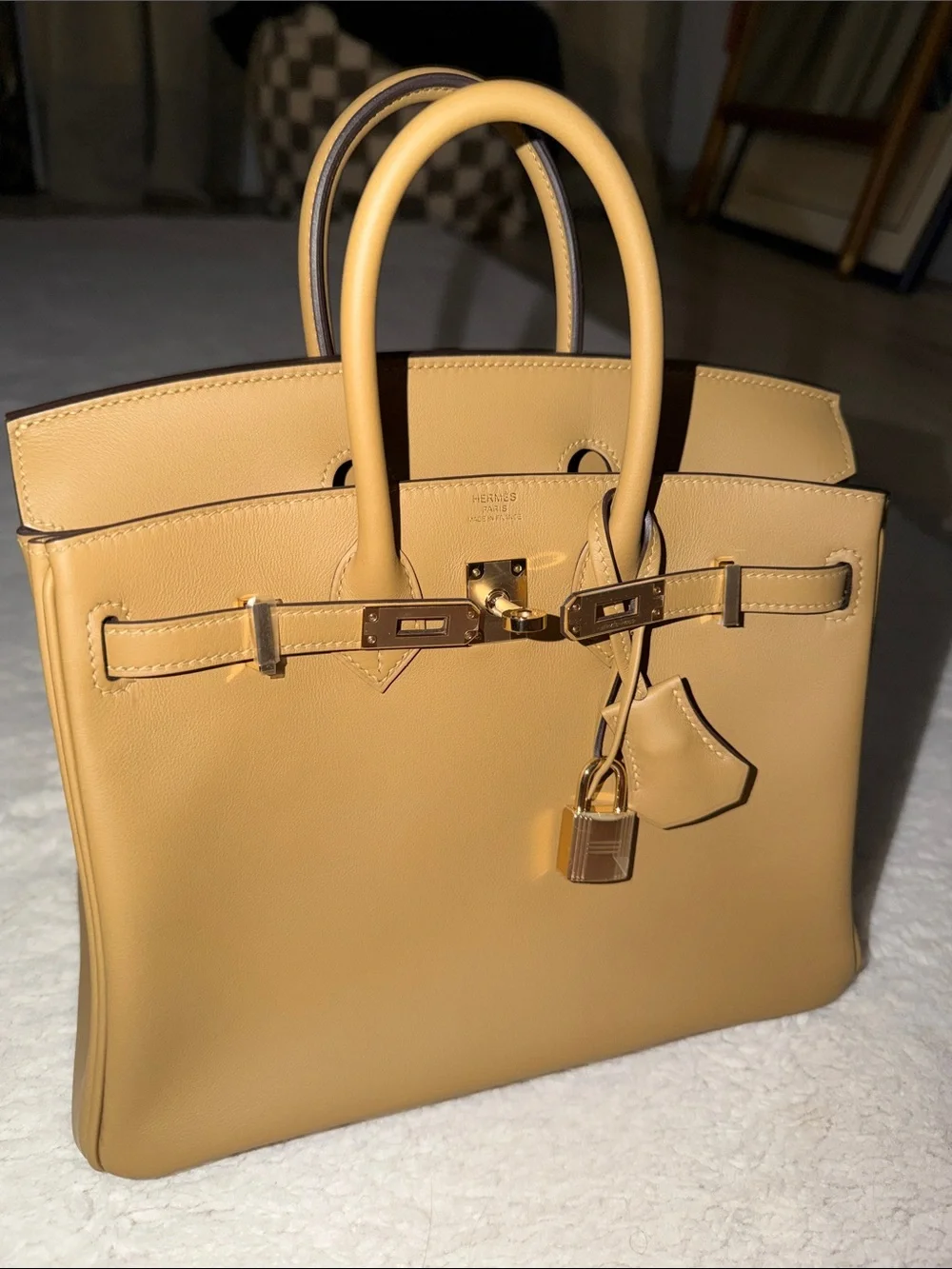 Hermes Birkin 25 Swift Leather Permabrass hardware (champagne) in Dune Color